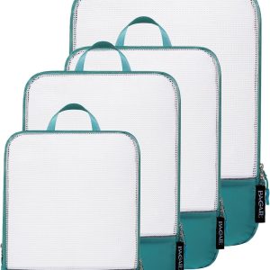 BAGAIL 4 Set/6 Set Ultralight Compression Packing Cubes Packing Organizer for Travel Accessories Luggage Suitcase Backpack(70D 4Set Mesh Teal)