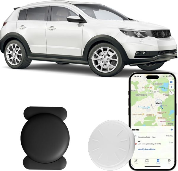 Car GPS Tracking Device for Vehicles,Cars etc,1PCS Real Time GPS Tracker for Car Work with Find My (iOS Only),Tracking Devices for Cars Hidden with Magnetic Case,No Monthly Fee(Black)