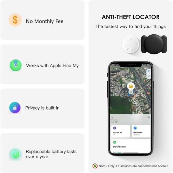 Car GPS Tracking Device for Vehicles,Cars etc,1PCS Real Time GPS Tracker for Car Work with Find My (iOS Only),Tracking Devices for Cars Hidden with Magnetic Case,No Monthly Fee(Black) - Image 4