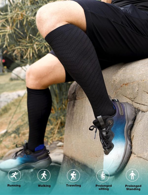 Compression Socks for Men & Women (2/4/6 Pairs) 20-30 mmHg Graduated Compression Knee High for Running, Athletic - Image 6