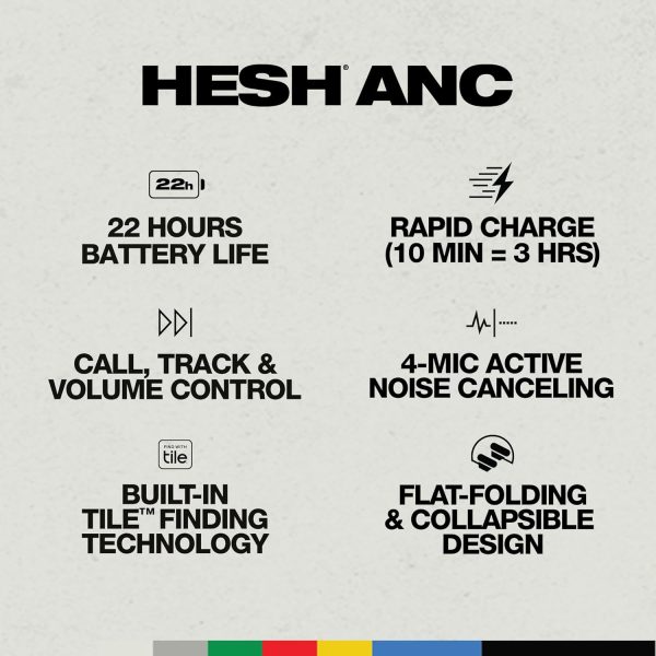 Skullcandy Hesh ANC Over-Ear Noise Cancelling Wireless Headphones with Charging Cable, 22 Hr Battery, Microphone, Works with iPhone Android and Bluetooth Devices - True Black - Image 4
