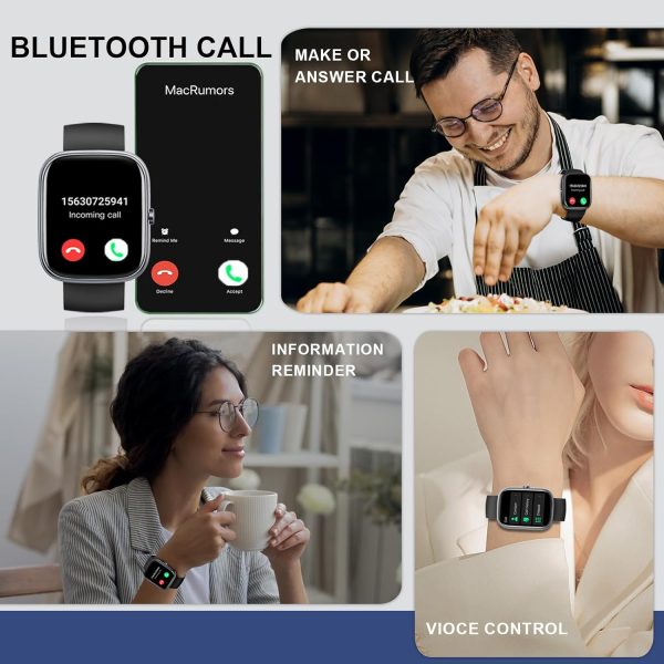 Smart Watch, 1.91" Smartwatch for Men Women (Answer/Make Call), Fitness Tracker with 100+ Sport Modes, IP68 Waterproof, Heart Rate/Sleep Monitor, Spo2, Pedometer, Activity Tracker for Android iOS - Image 3